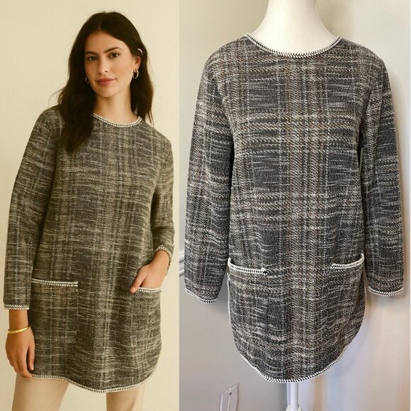 Max Studio Tweed Plaid Tunic Top S - Picture 1 of 13